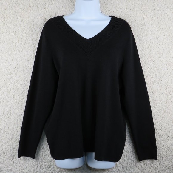 Style & Co.* Women's Long Sleeve V-Neck Straight Hem Ribbed Blouse Size~ 1X - Picture 1 of 9